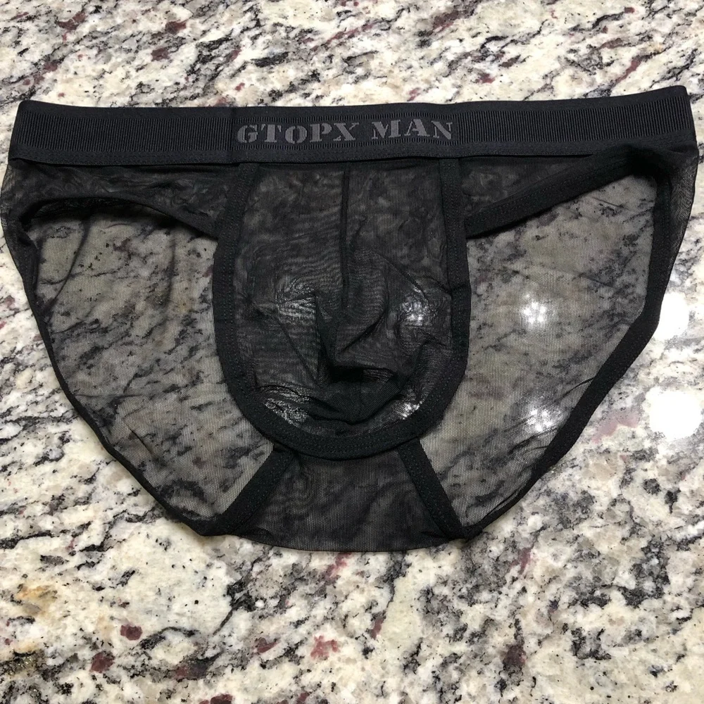 Mens sexy translucent sport briefs